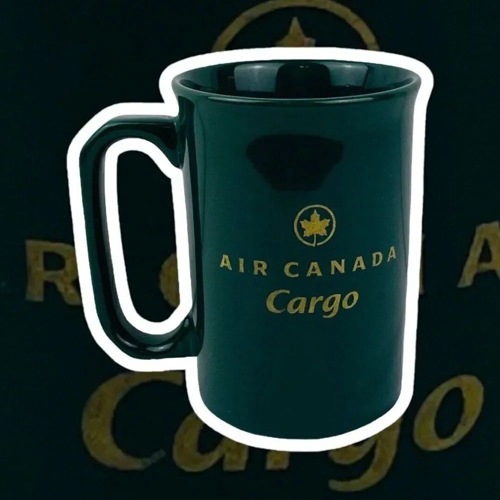 RARE Vintage 1990s Air Canada Cargo Mug Forest Green 90s Airline Aviation Plane